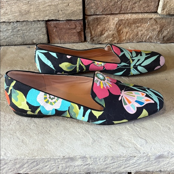 J Crew sz 9.5 floral slip on loafers - Picture 3 of 9